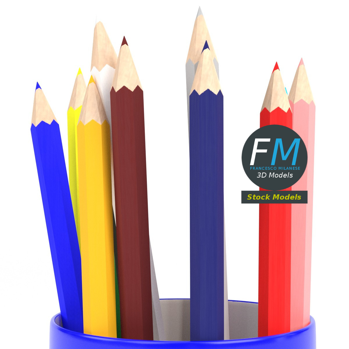 3D-Modell - Stiftebecher mit Buntstiften - 04