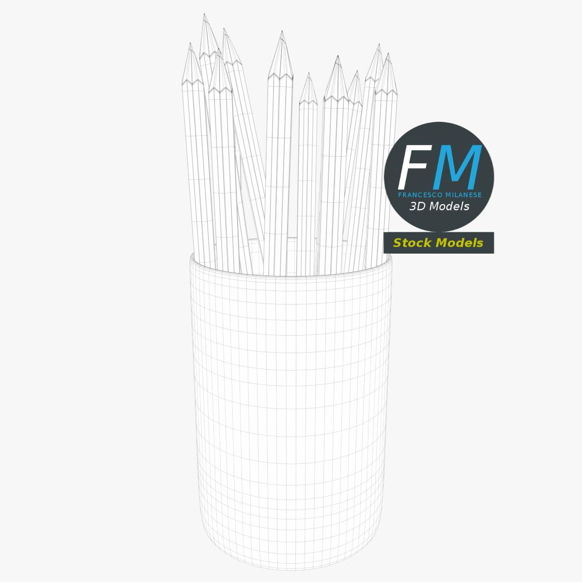 3D-Modell - Stiftebecher mit Buntstiften - 07