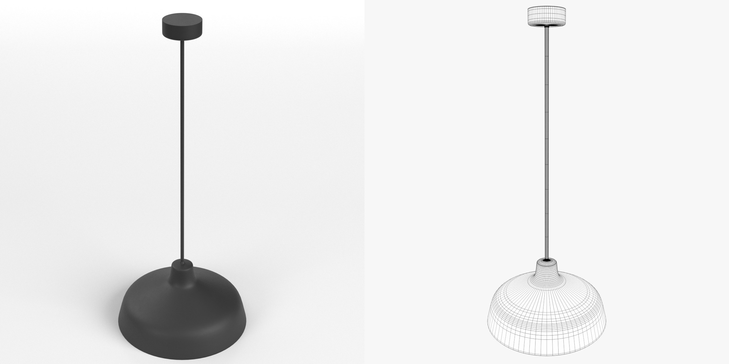3D-Modell - Schwarze Kuppel-Pendelleuchte