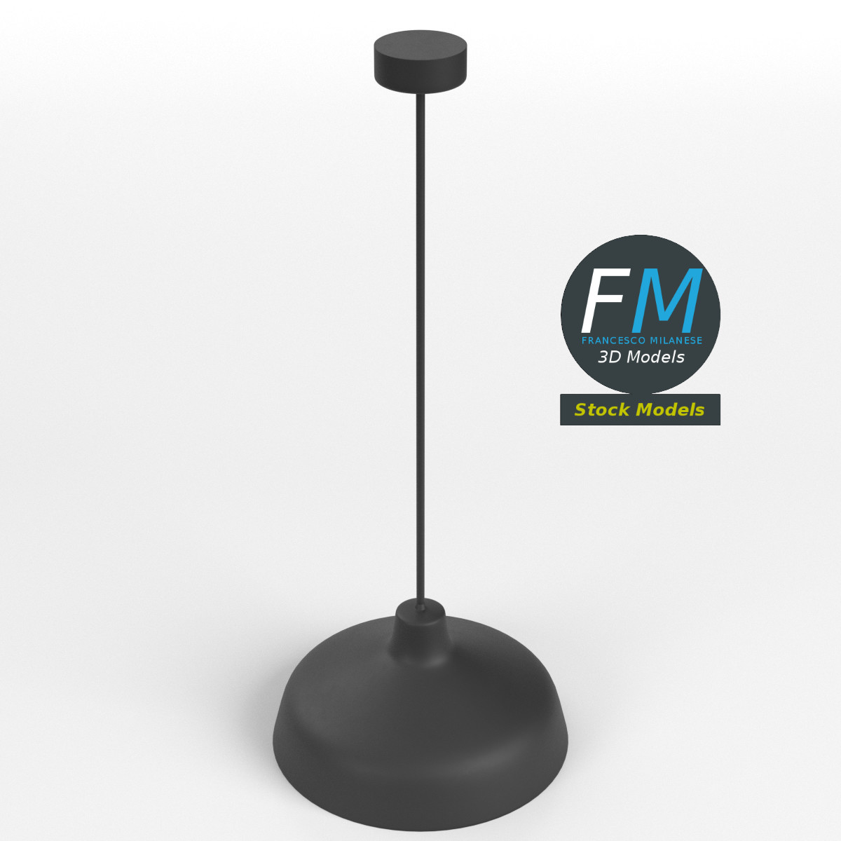 3D-Modell - Schwarze Kuppel-Pendelleuchte - 01