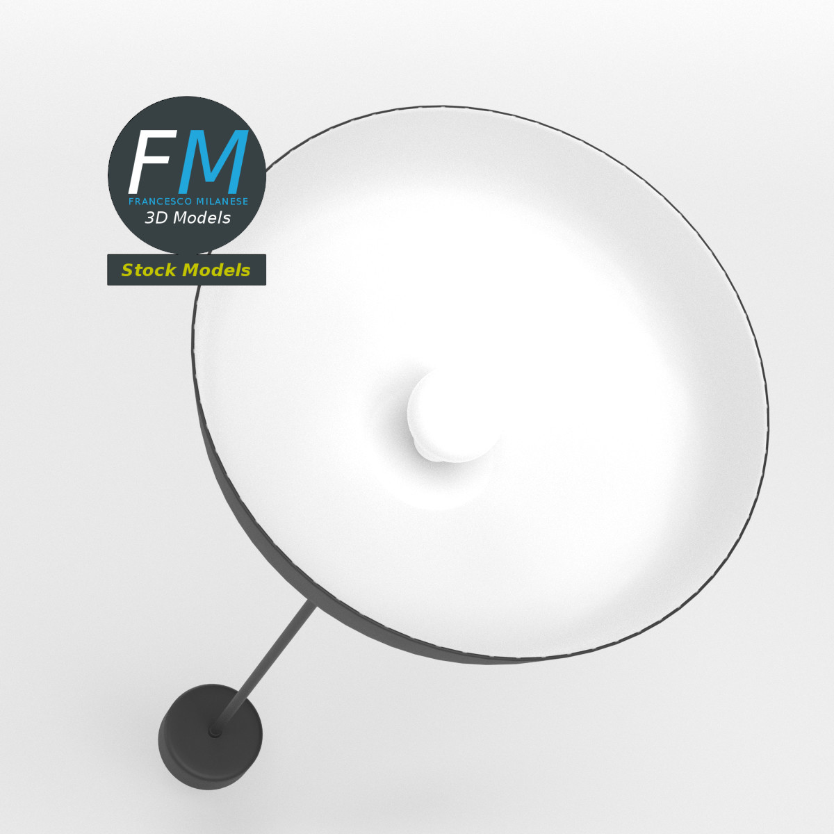 3D-Modell - Schwarze Kuppel-Pendelleuchte - 02