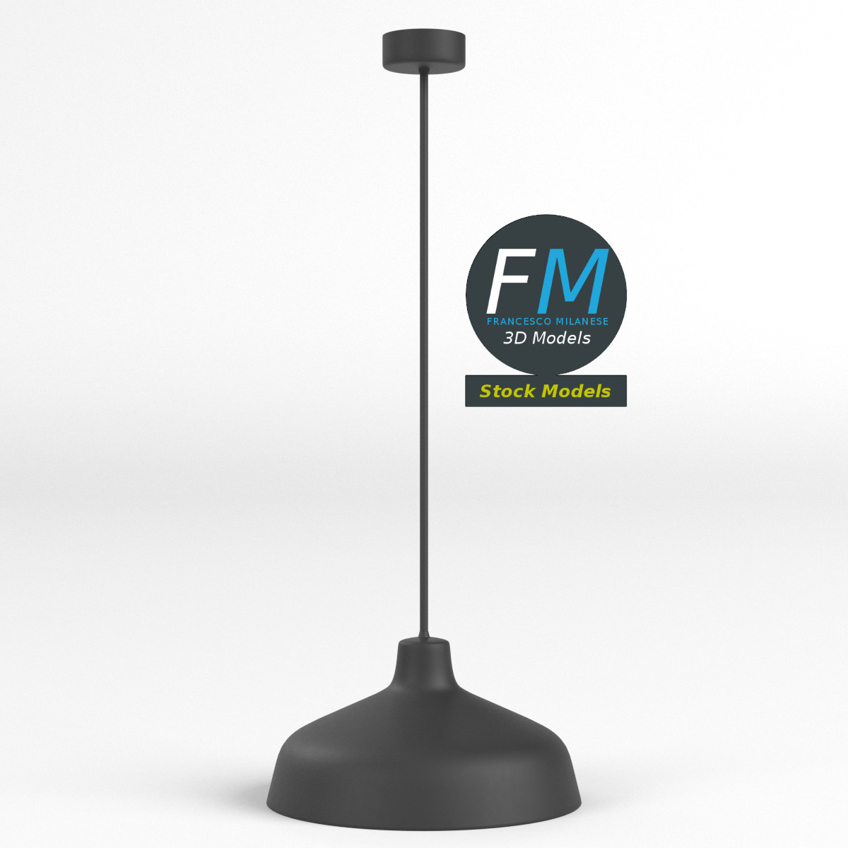 3D-Modell - Schwarze Kuppel-Pendelleuchte - 03