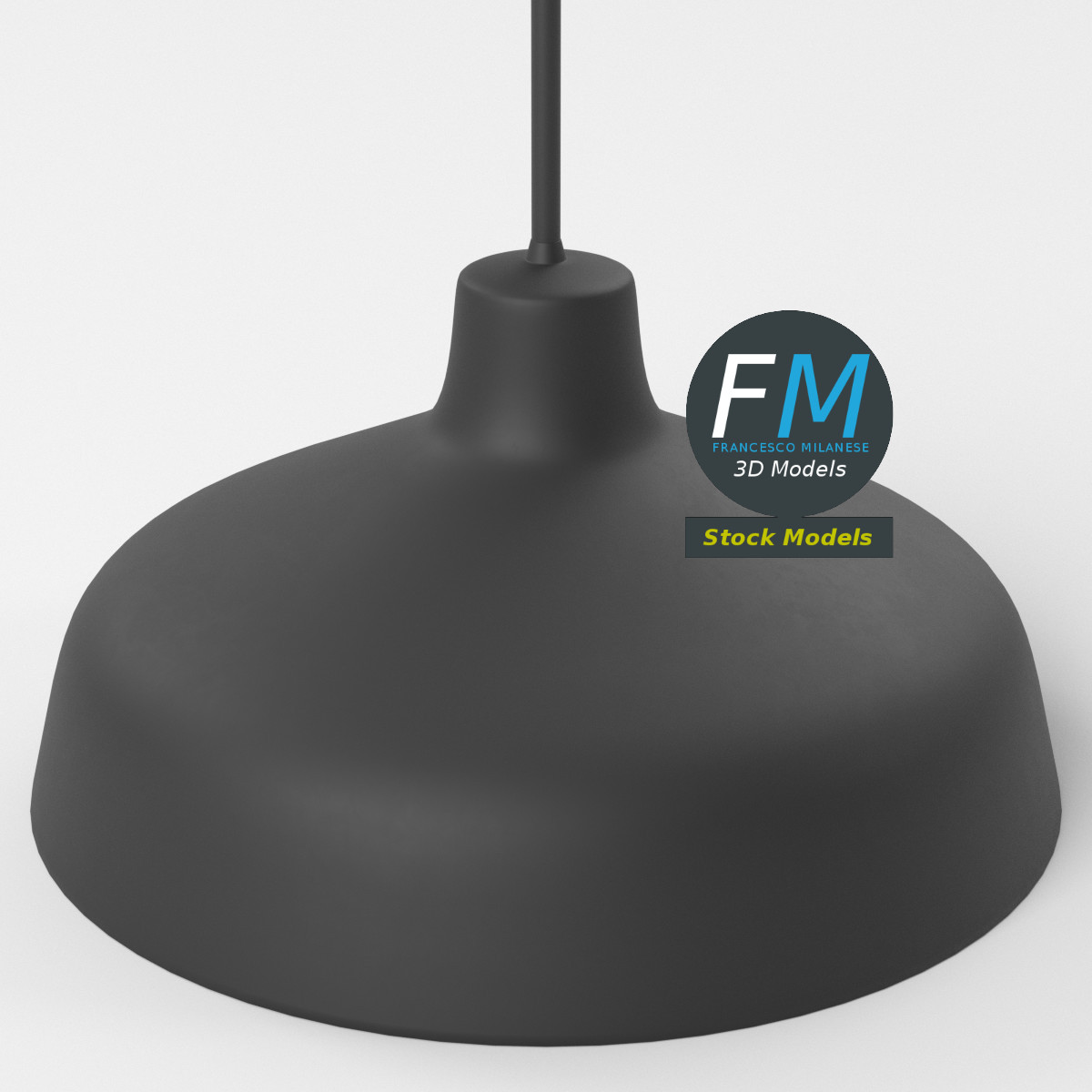 3D-Modell - Schwarze Kuppel-Pendelleuchte - 05