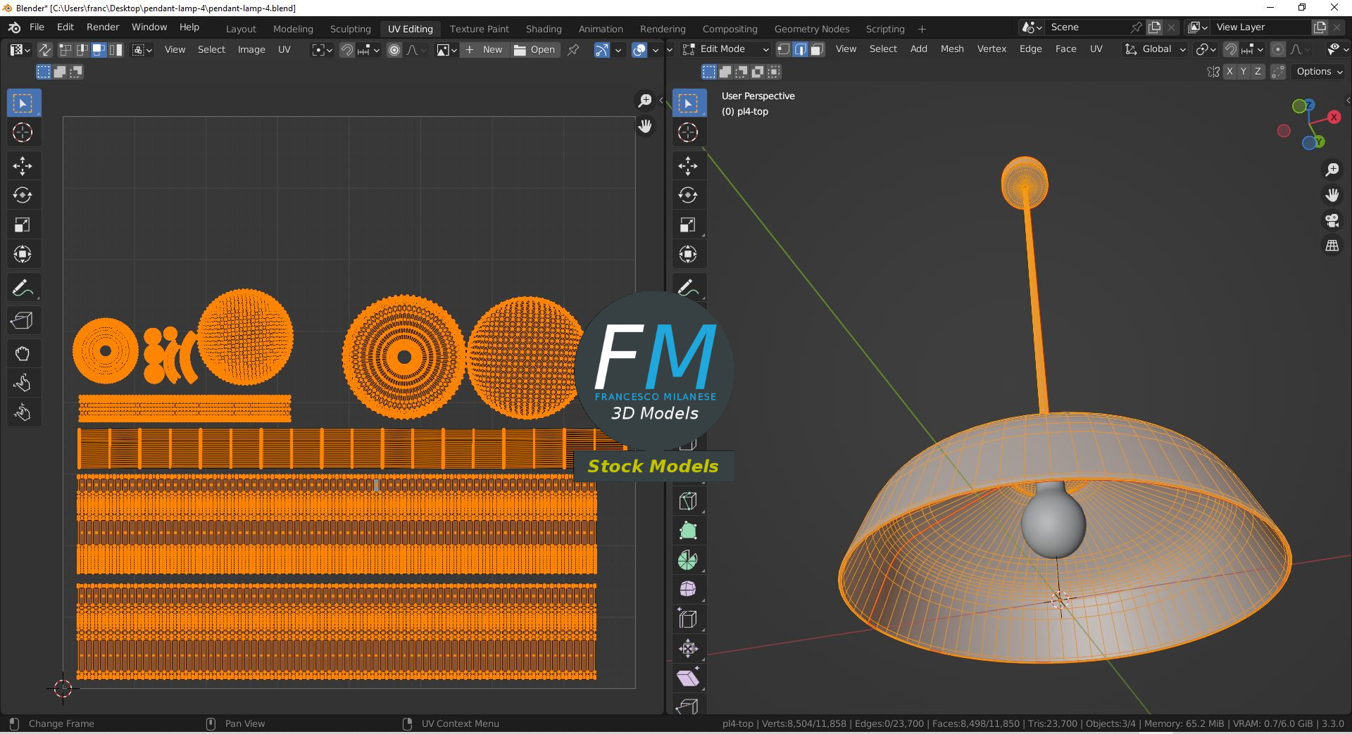 3D-Modell - Schwarze Kuppel-Pendelleuchte - 10