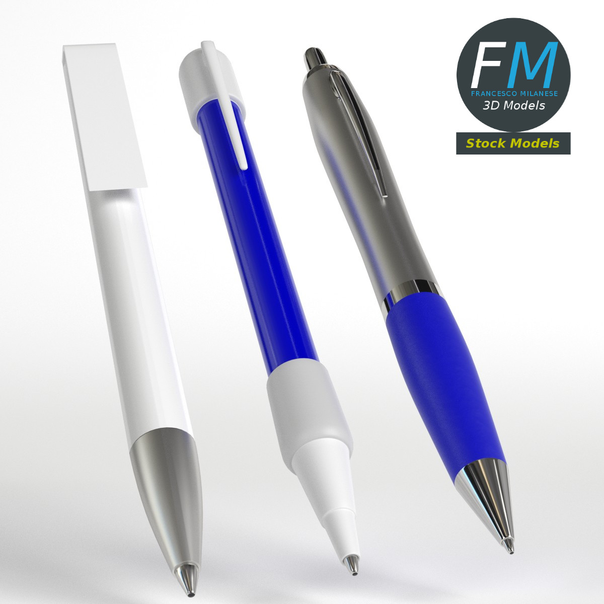 3D-Modell - Kugelschreiber-Set - 01