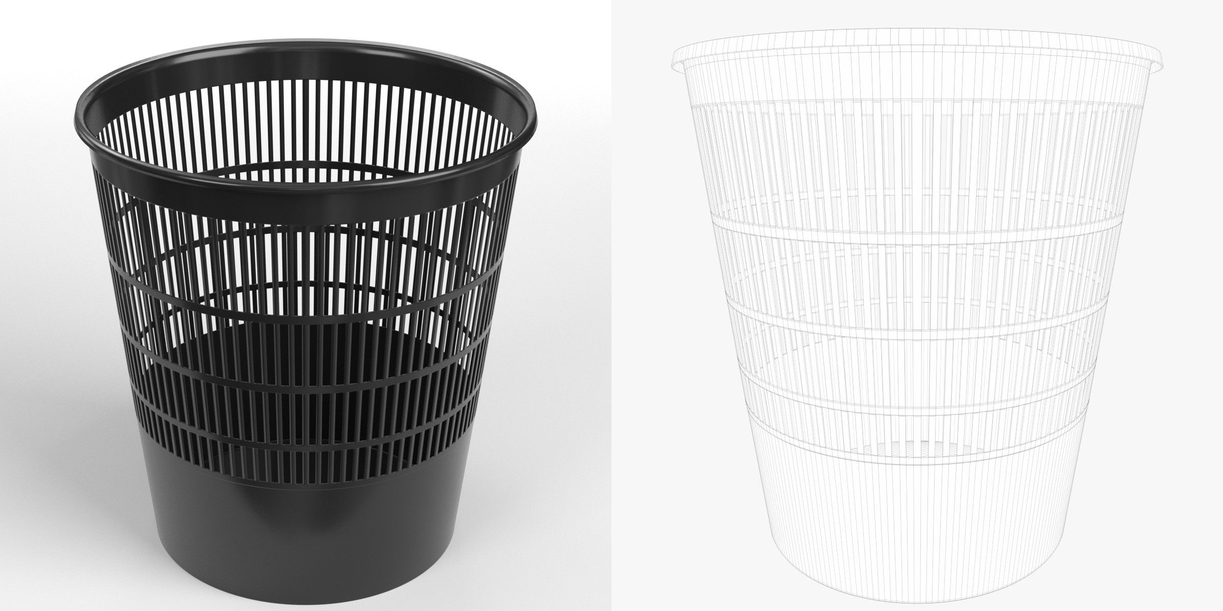 3D-Modell - Perforierter Kunststoff-Papierkorb