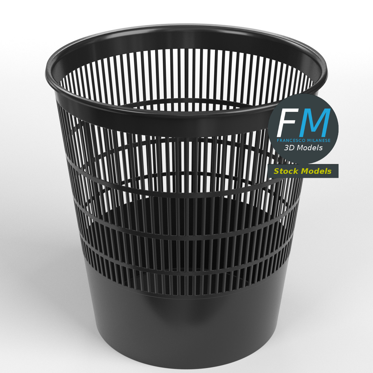 3D-Modell - Perforierter Kunststoff-Papierkorb - 01