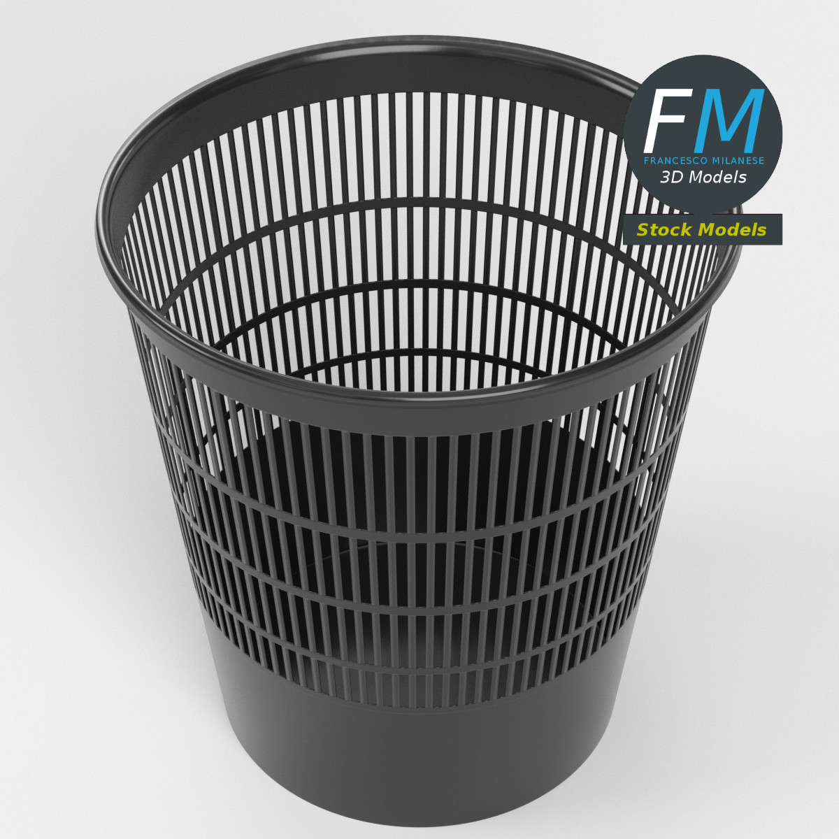 3D-Modell - Perforierter Kunststoff-Papierkorb - 02