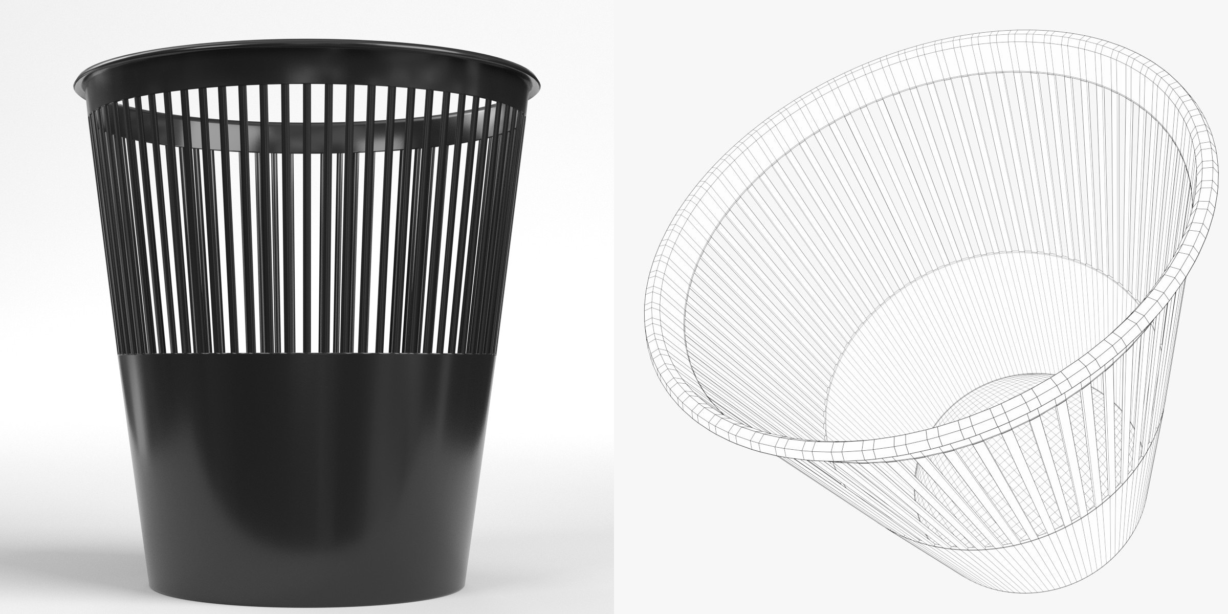 3D-Modell - Perforierter Kunststoff-Papierkorb