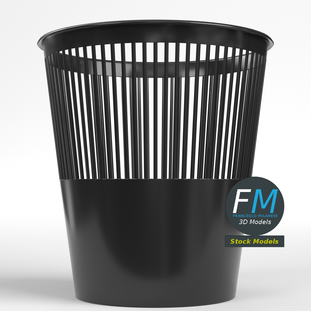 3D-Modell - Perforierter Kunststoff-Papierkorb - 01