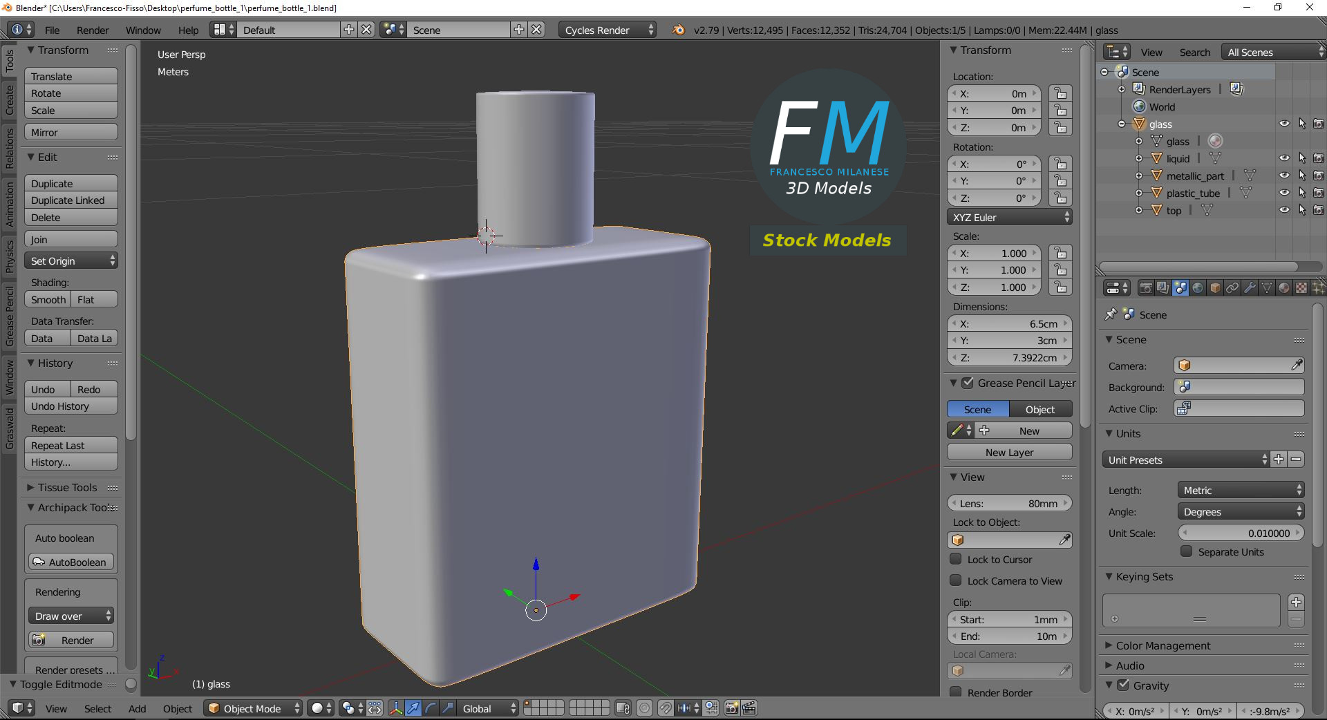 3D-Modell - Parfümflasche mit Zerstäuber - 09