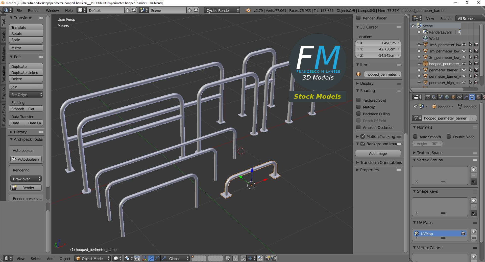 3D-Modell - Bügelförmige Absperrungen - 09