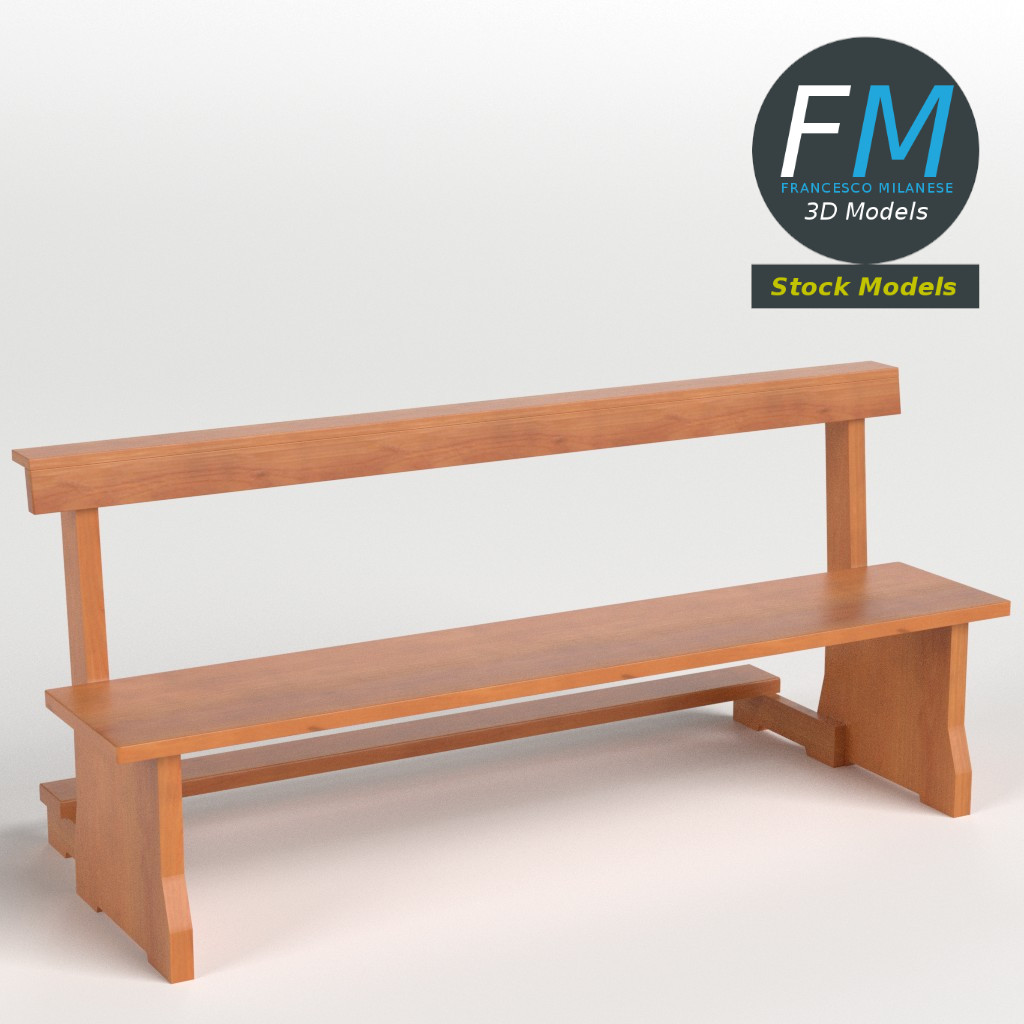 3D-Modell - Kirchenbank mit Kniebank - 01