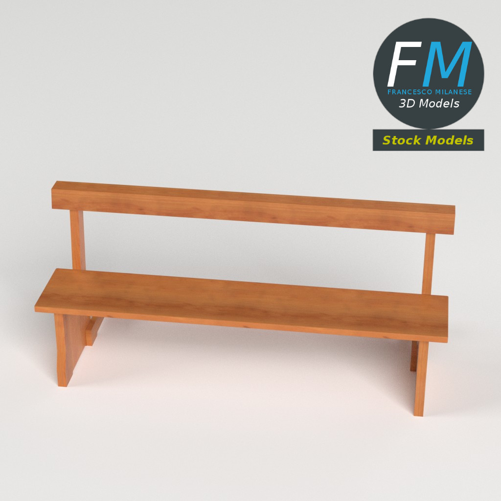 3D-Modell - Kirchenbank mit Kniebank - 02