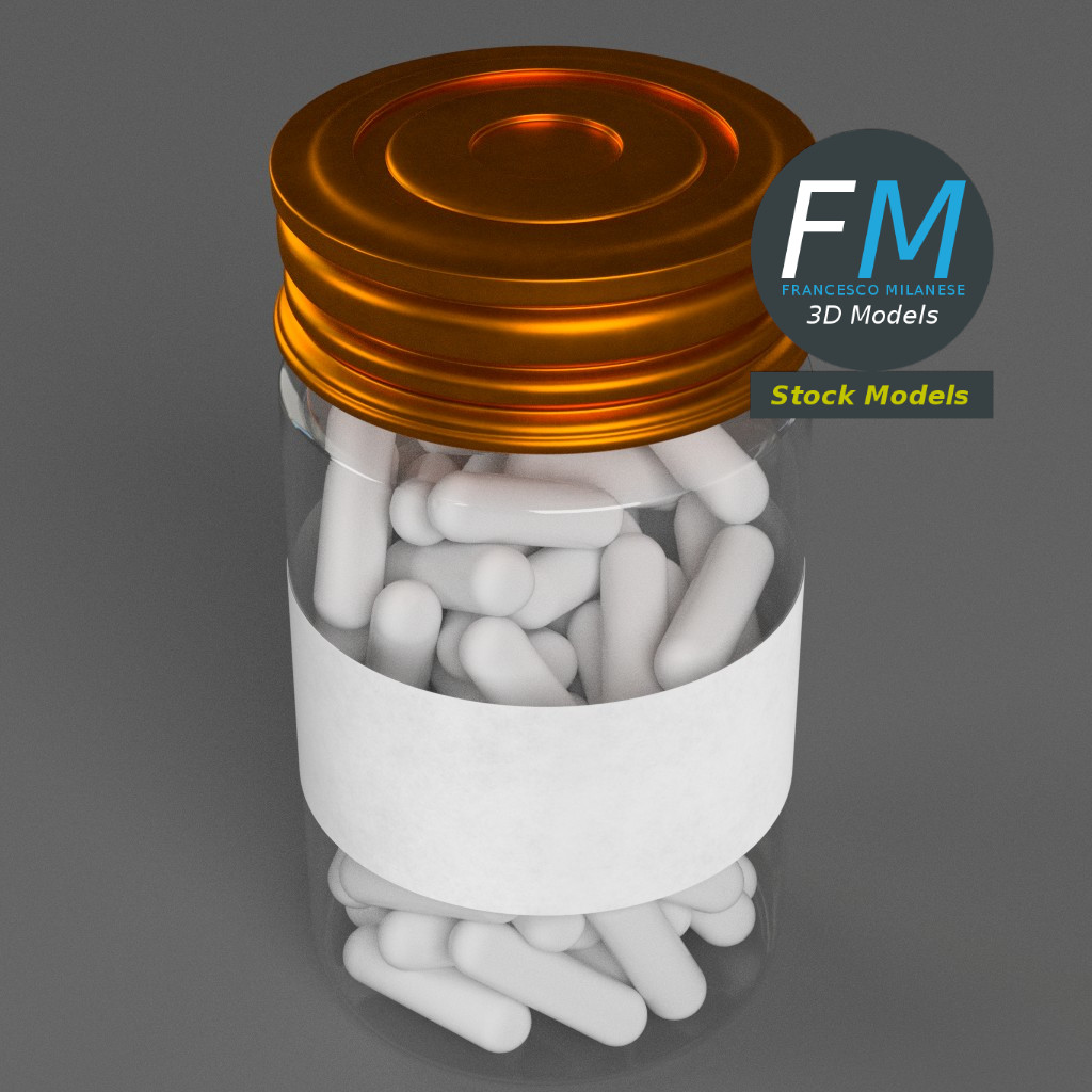 3D-Modell - Pharmaflasche mit Kapseln - 02