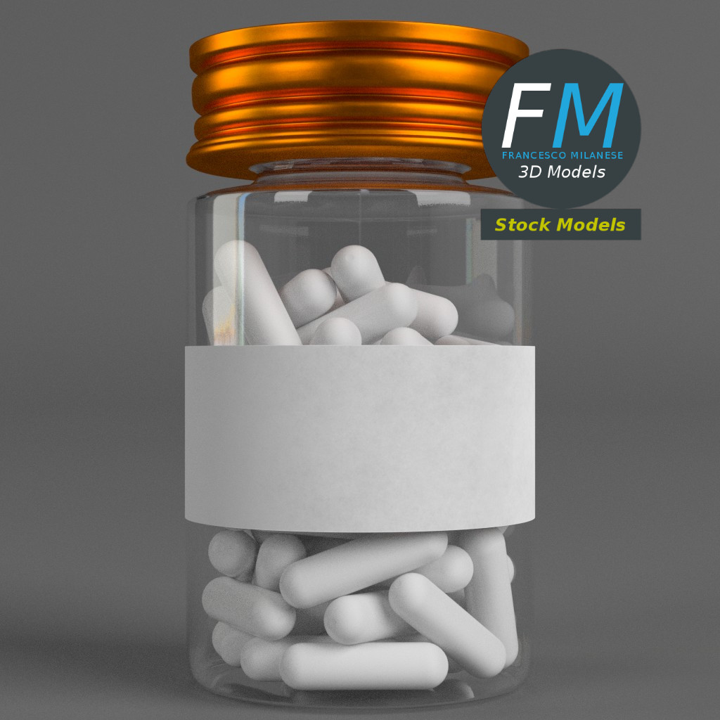 3D-Modell - Pharmaflasche mit Kapseln - 03