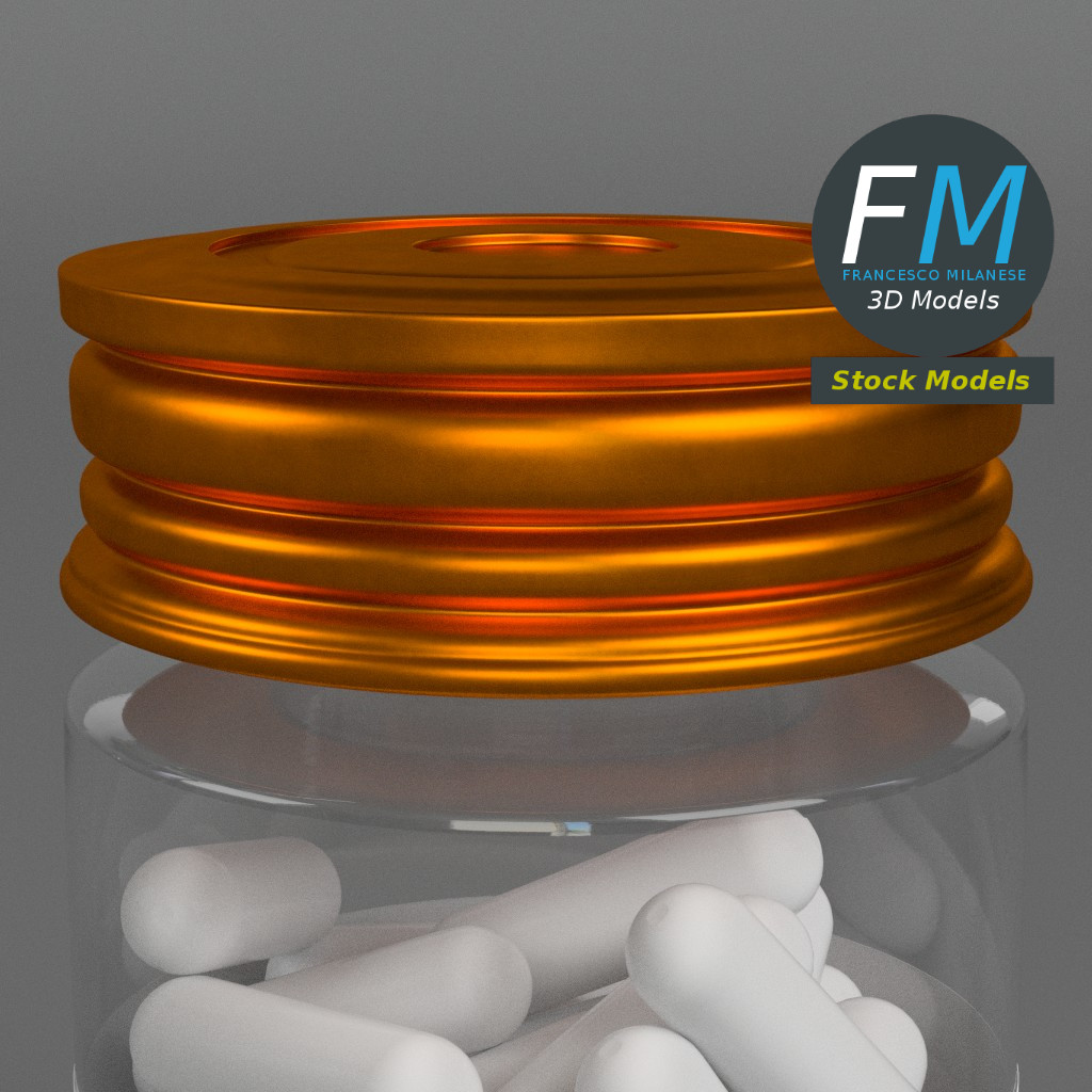 3D-Modell - Pharmaflasche mit Kapseln - 04