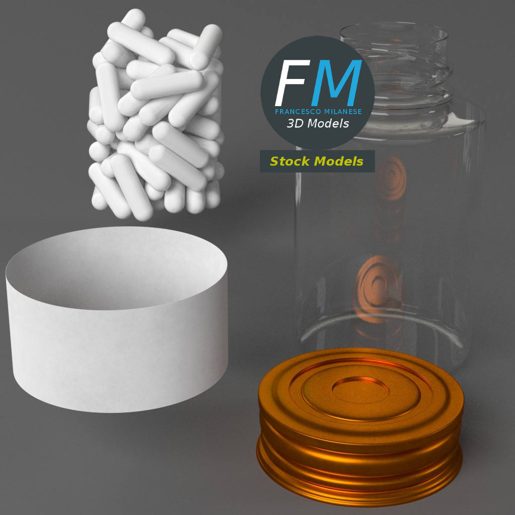 3D-Modell - Pharmaflasche mit Kapseln - 05