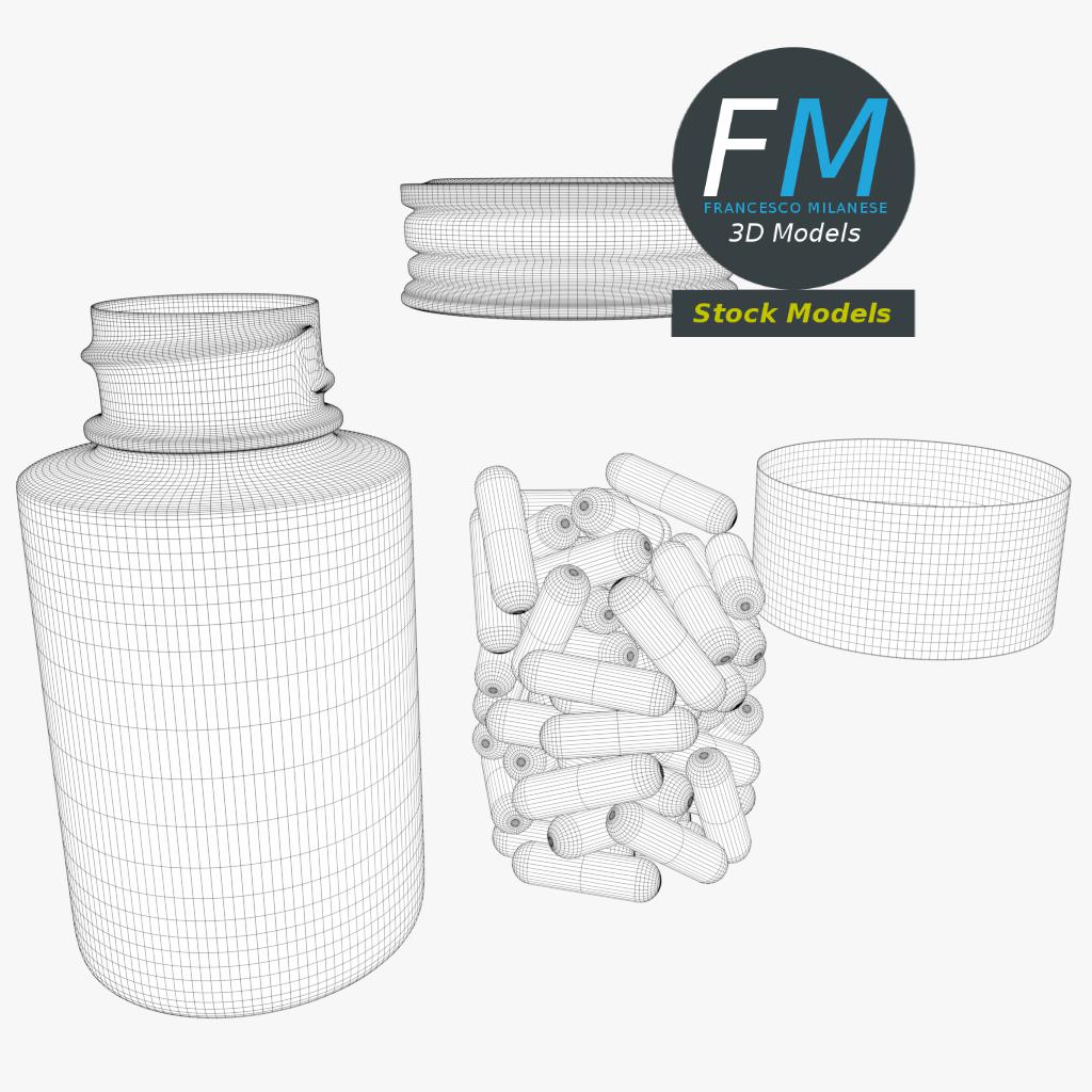 3D-Modell - Pharmaflasche mit Kapseln - 08