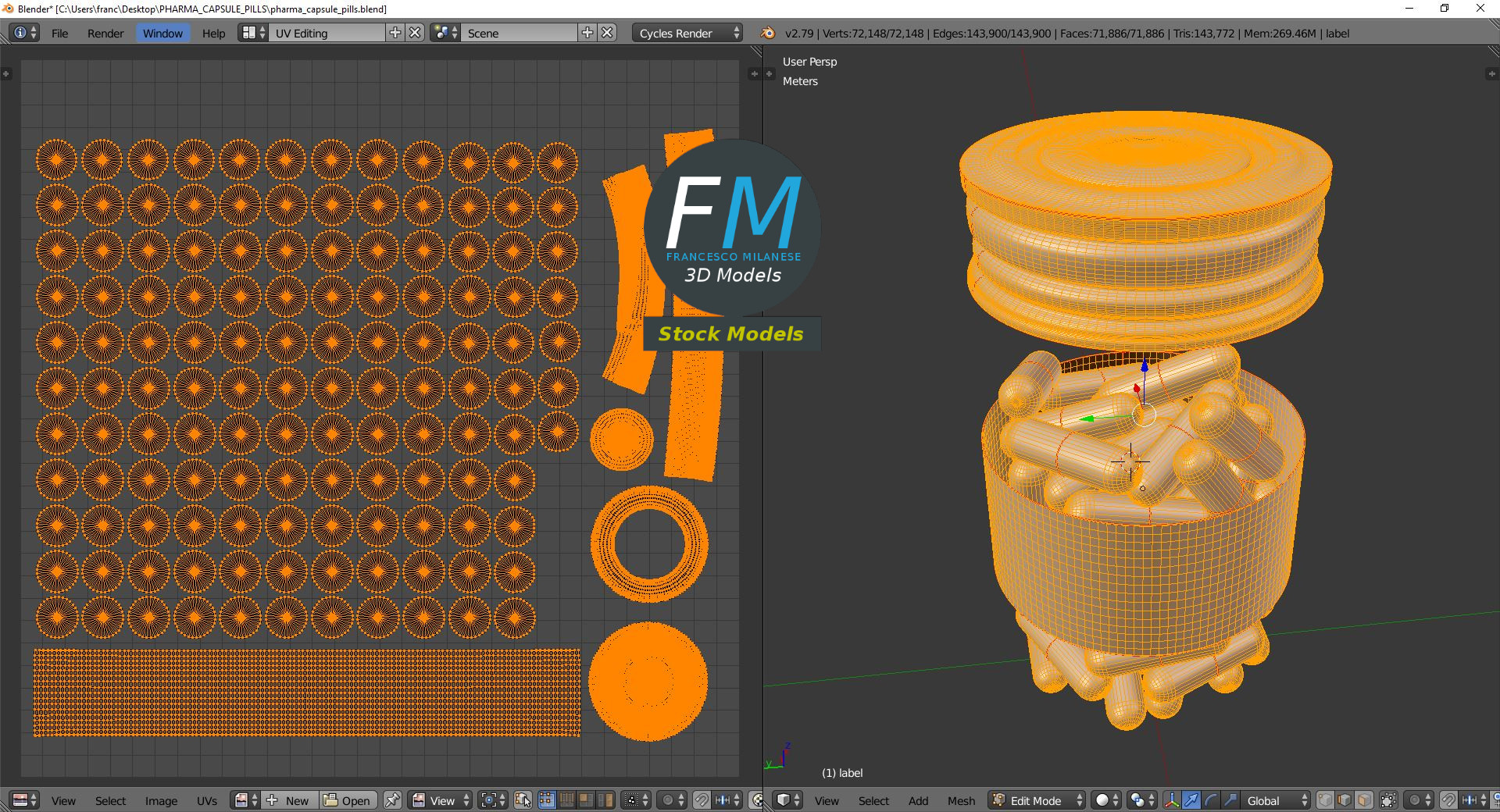 3D-Modell - Pharmaflasche mit Kapseln - 10