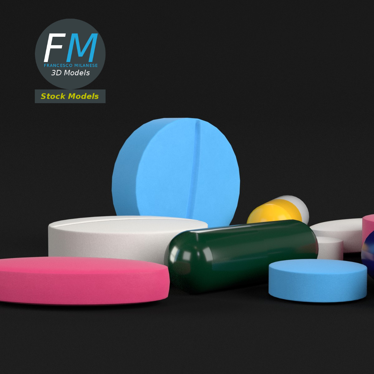 3D модель - Фармацевтические Таблетки и Капсулы - 03
