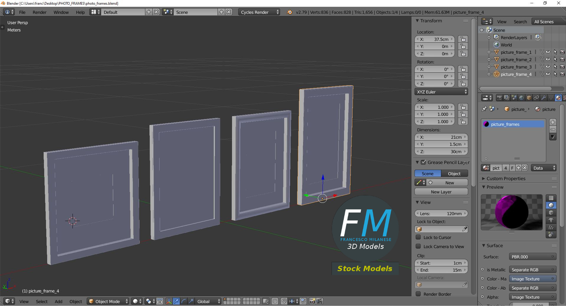 3D-Modell - Fotorahmen-Set - 09