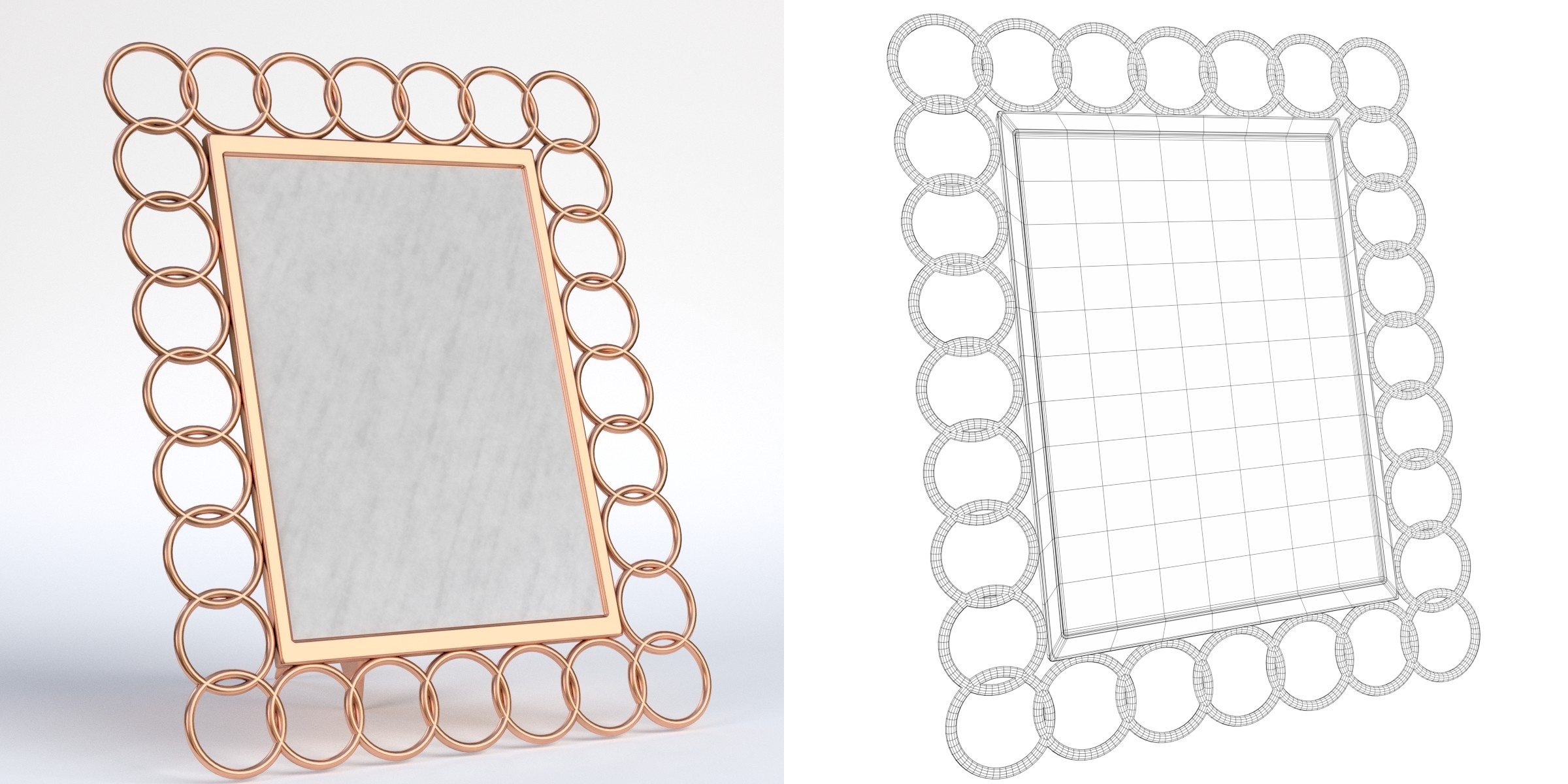 3D-Modell - Fotorahmen mit Kupferringen