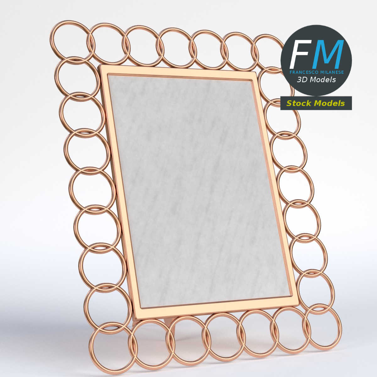 3D-Modell - Fotorahmen mit Kupferringen - 01