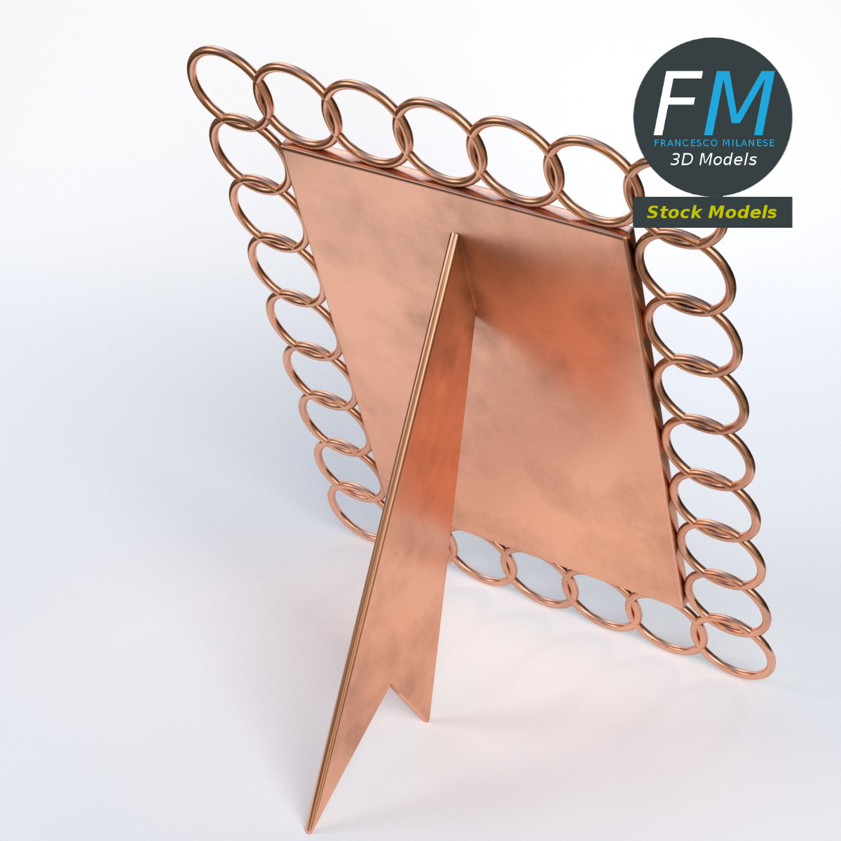 3D-Modell - Fotorahmen mit Kupferringen - 02