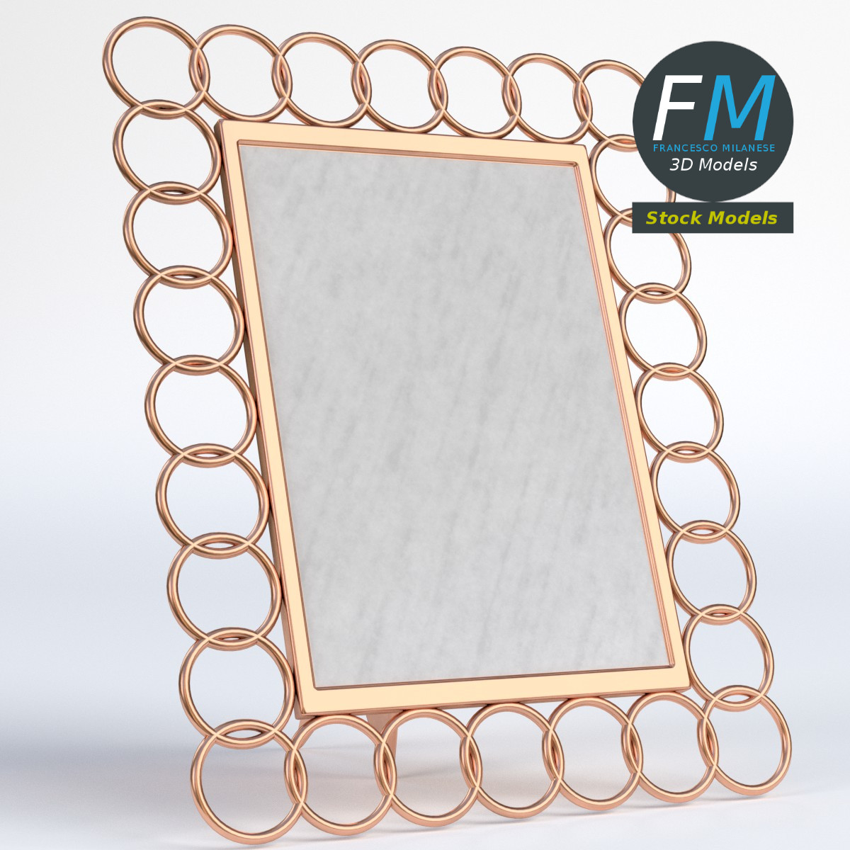 3D-Modell - Fotorahmen mit Kupferringen - 03