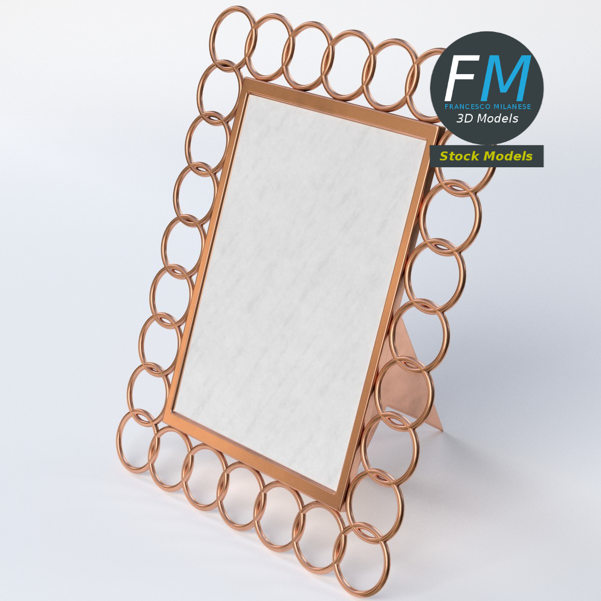 3D-Modell - Fotorahmen mit Kupferringen - 05