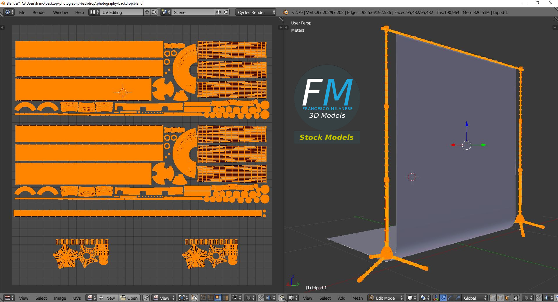 3D-Modell - Fotohintergrund-Stativ - 10