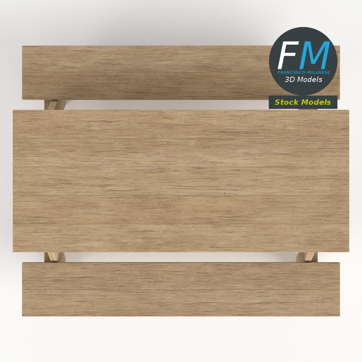 3D-Modell - Picknicktisch aus Holz - 06
