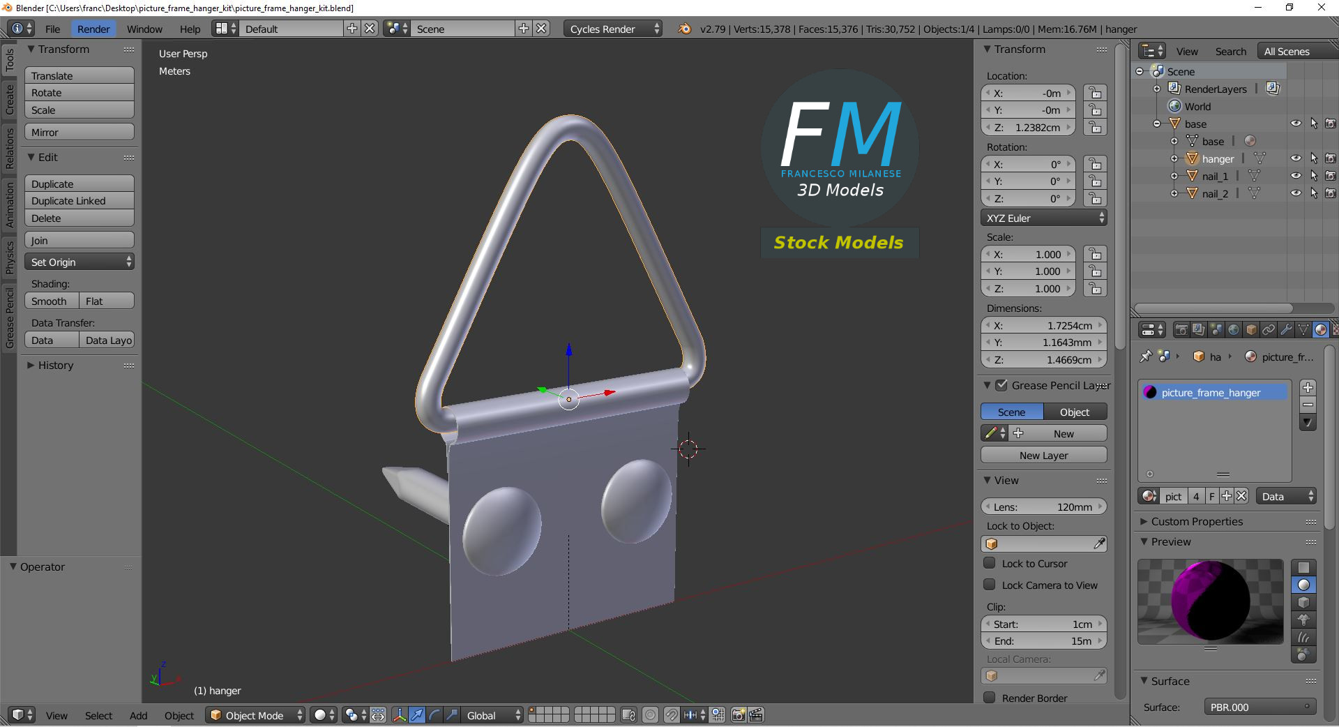 3D-Modell - Bilderrahmen-Aufhänger-Set - 09
