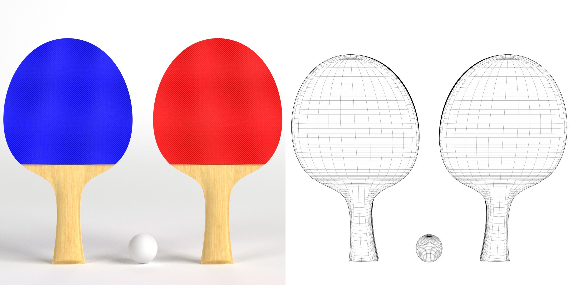 3D-Modell - Tischtennisschläger-Set