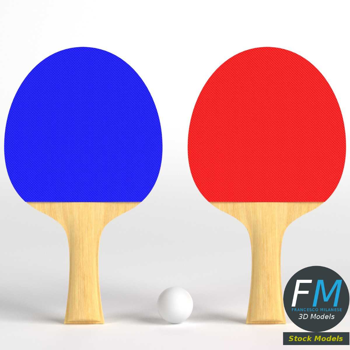 3D-Modell - Tischtennisschläger-Set - 01