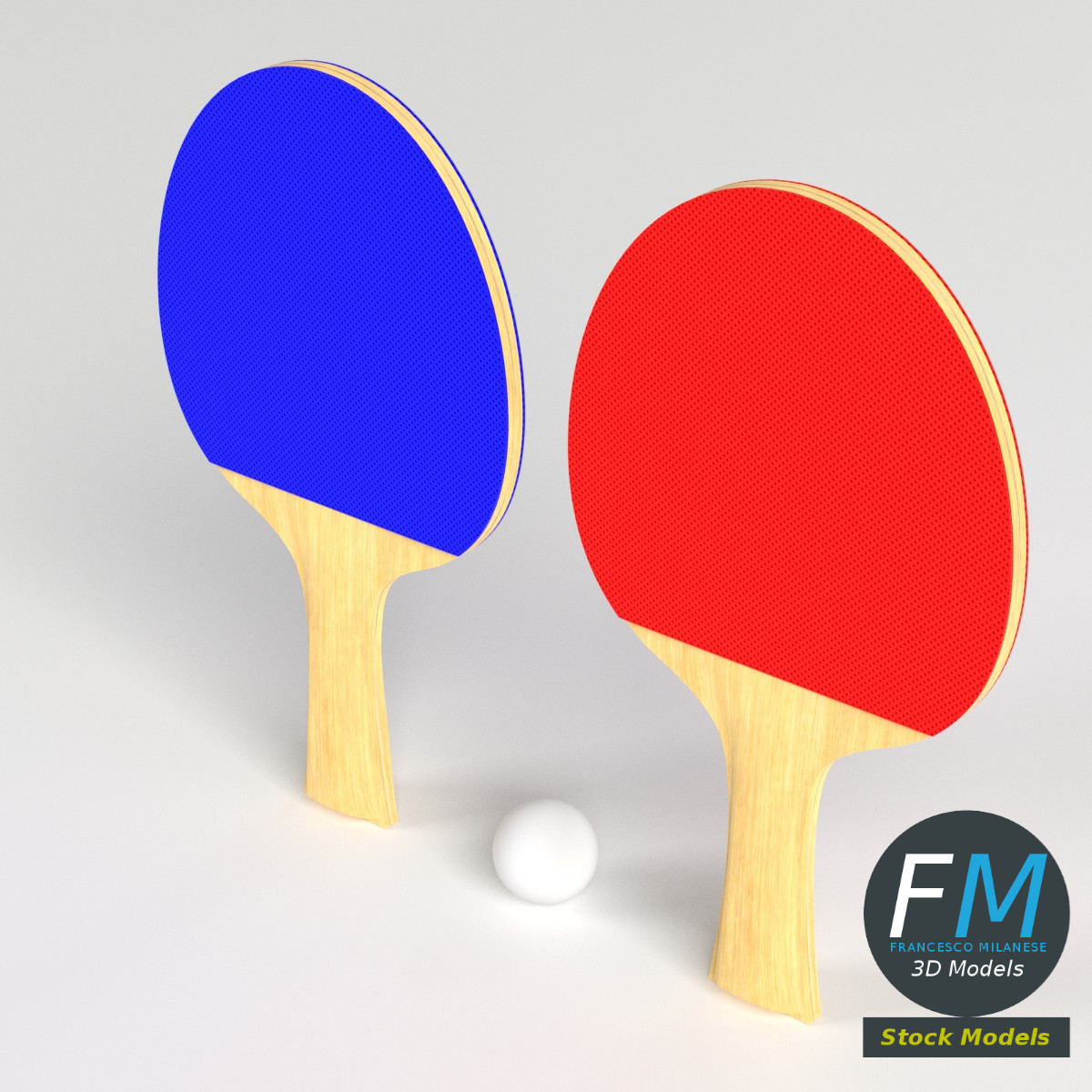 3D-Modell - Tischtennisschläger-Set - 02
