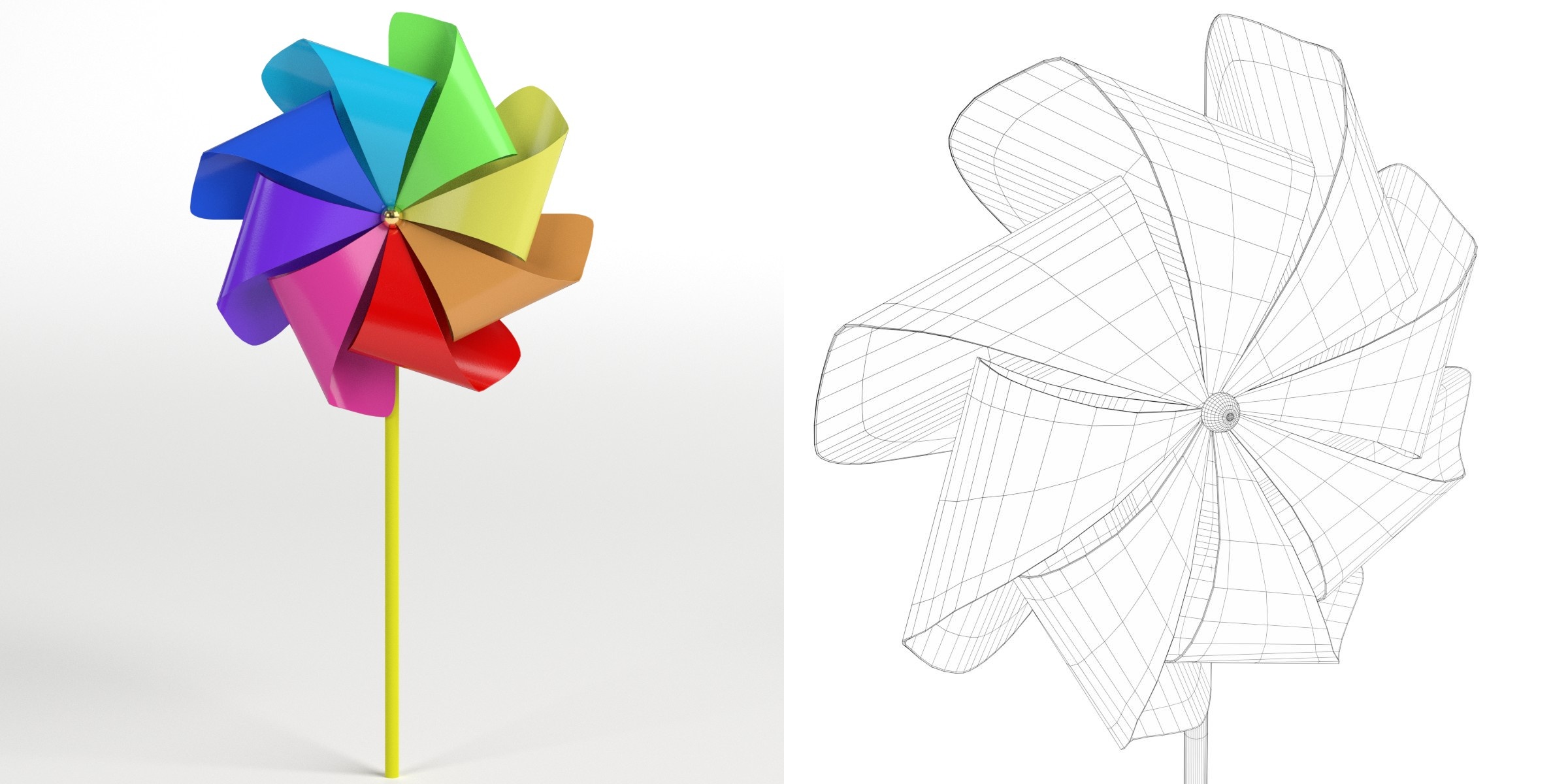 3D-Modell - Buntes Windrad