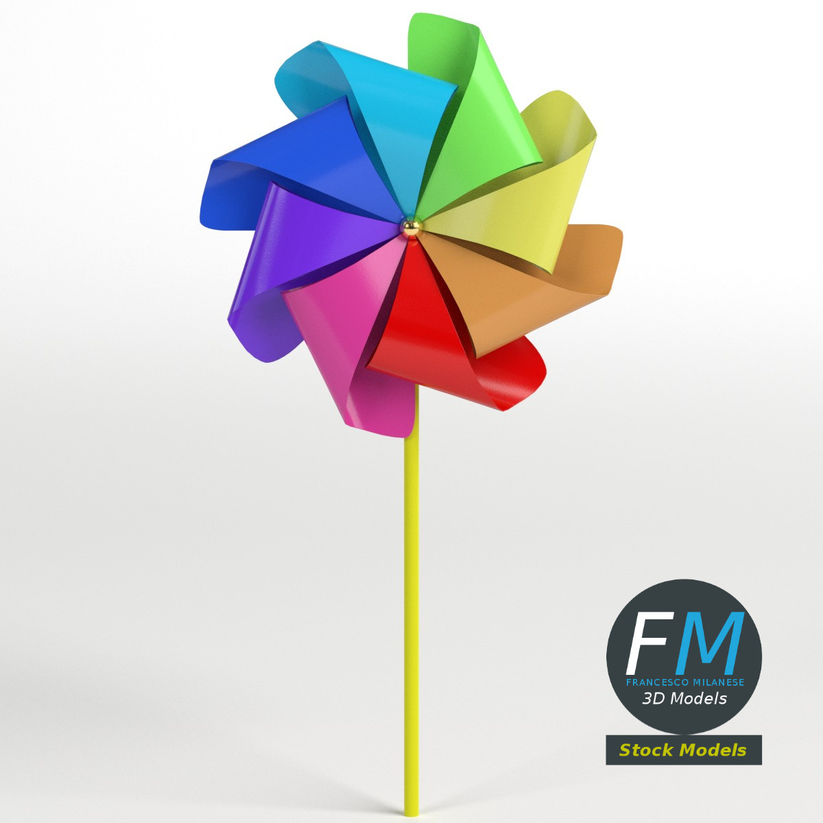 3D-Modell - Buntes Windrad - 01