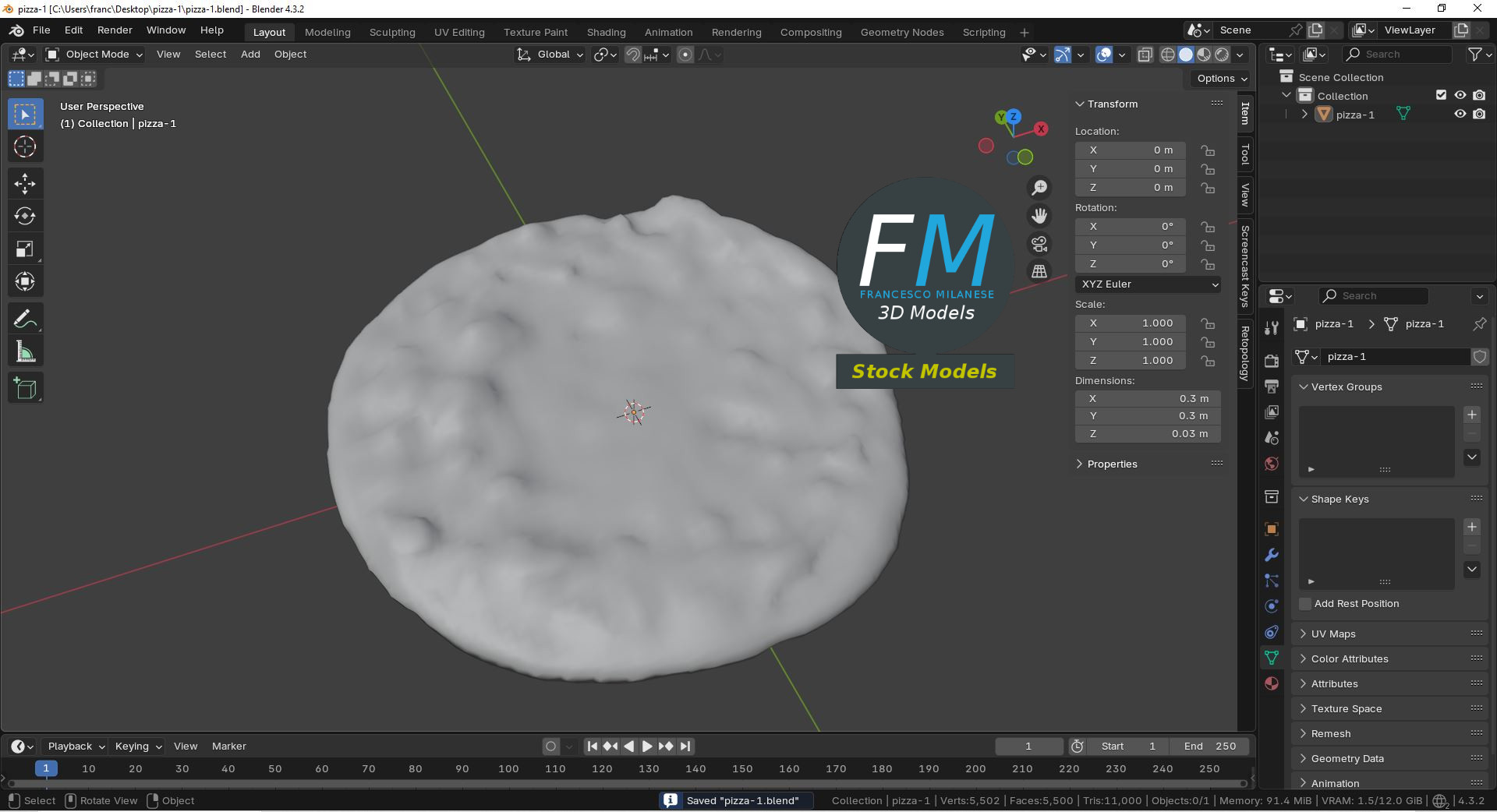3D-Modell - Käsepizza - 09