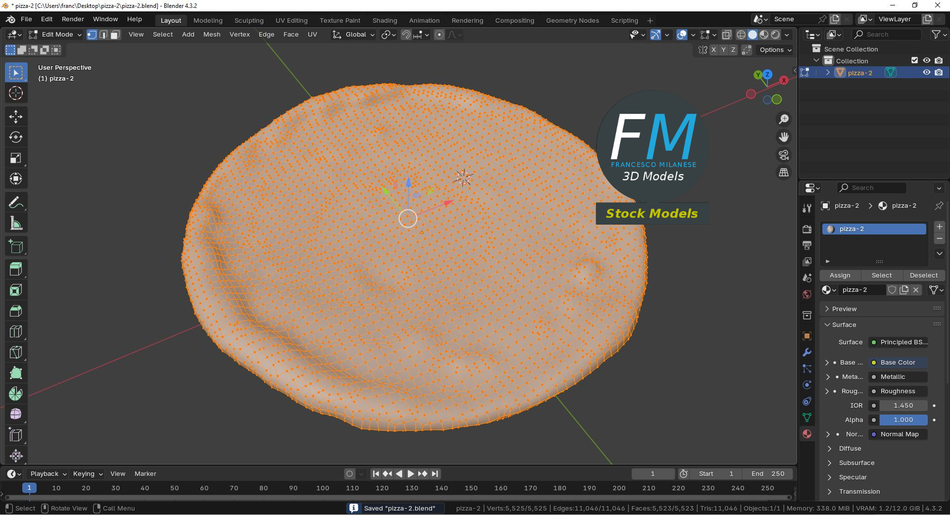3D-Modell - Käsepizza - 10