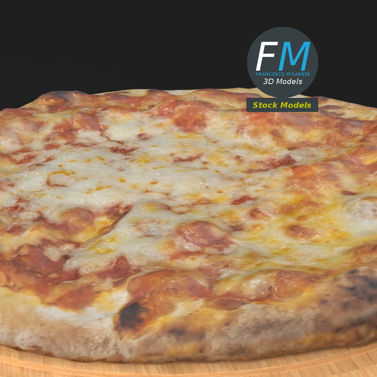 3D-Modell - Pizza und Pizzaschneider auf Brett - 05