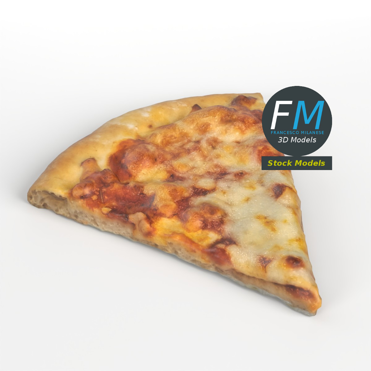 3D-Modell - Stück Margherita-Pizza - 01