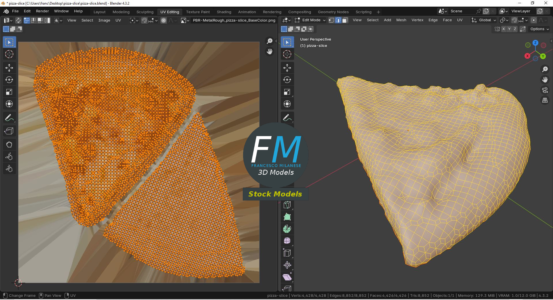3D-Modell - Stück Margherita-Pizza - 10