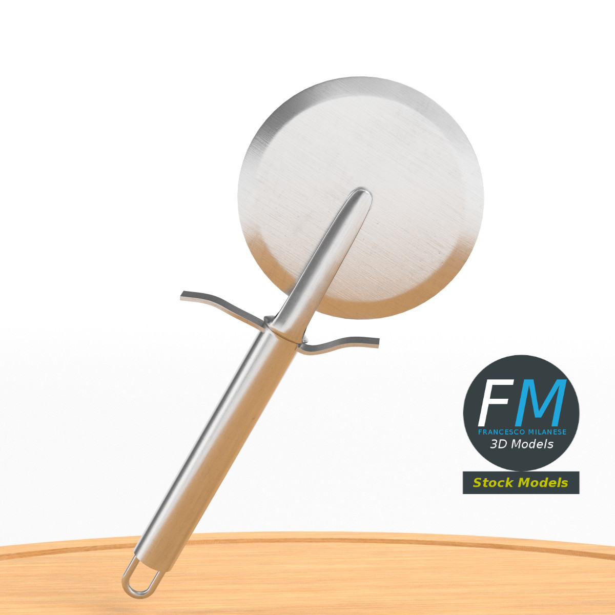 3D-Modell - Pizzaschneider auf Schneidebrett - 04