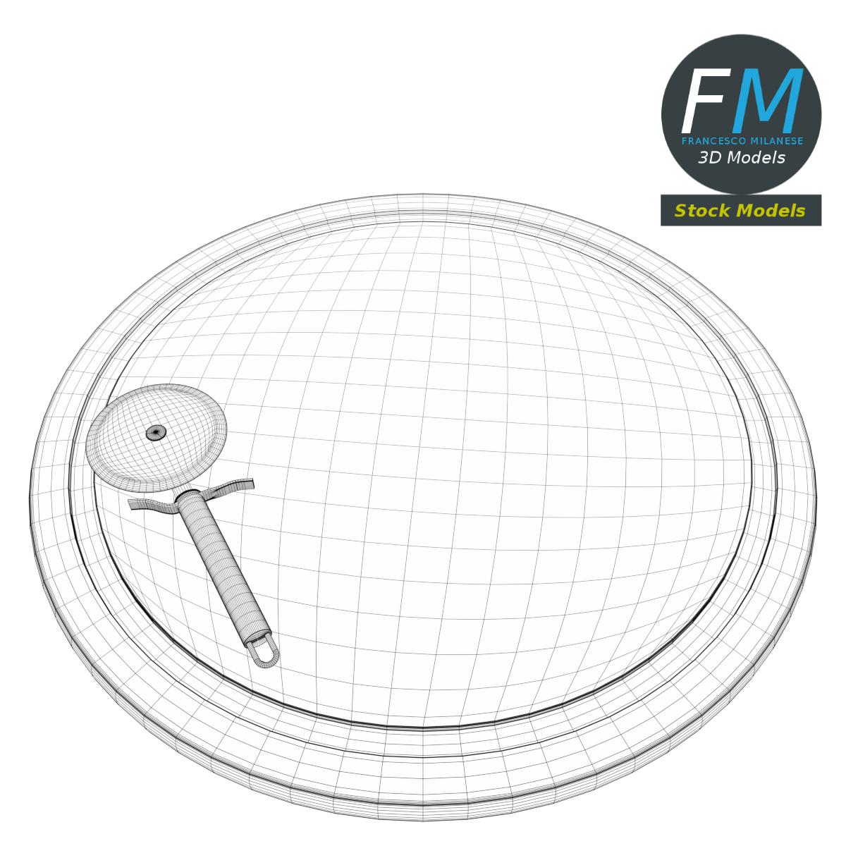 3D-Modell - Pizzaschneider auf Schneidebrett - 07