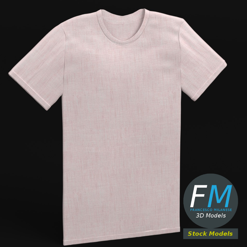 3D-Modell - Einfarbiges T-Shirt - 01