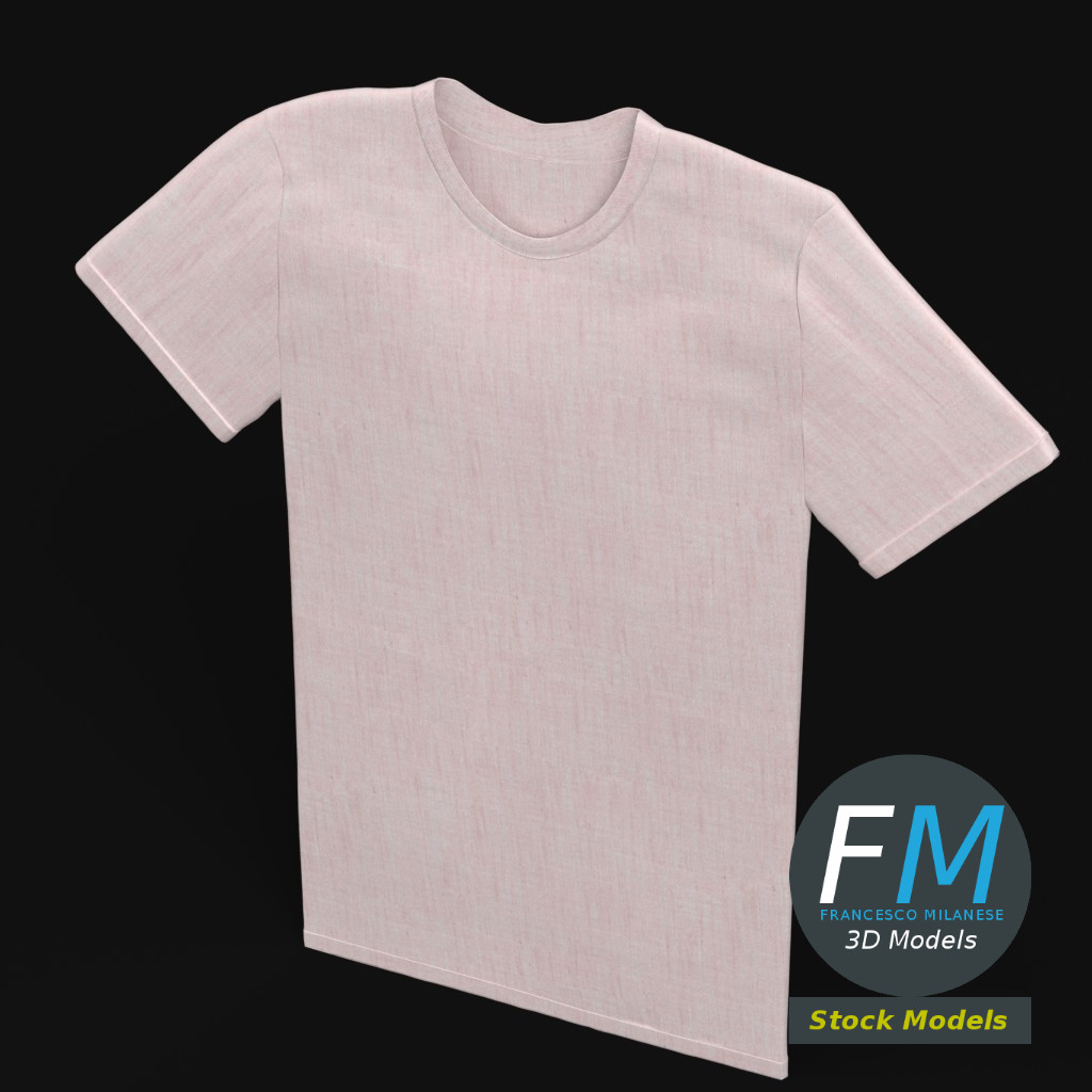 3D-Modell - Einfarbiges T-Shirt - 02