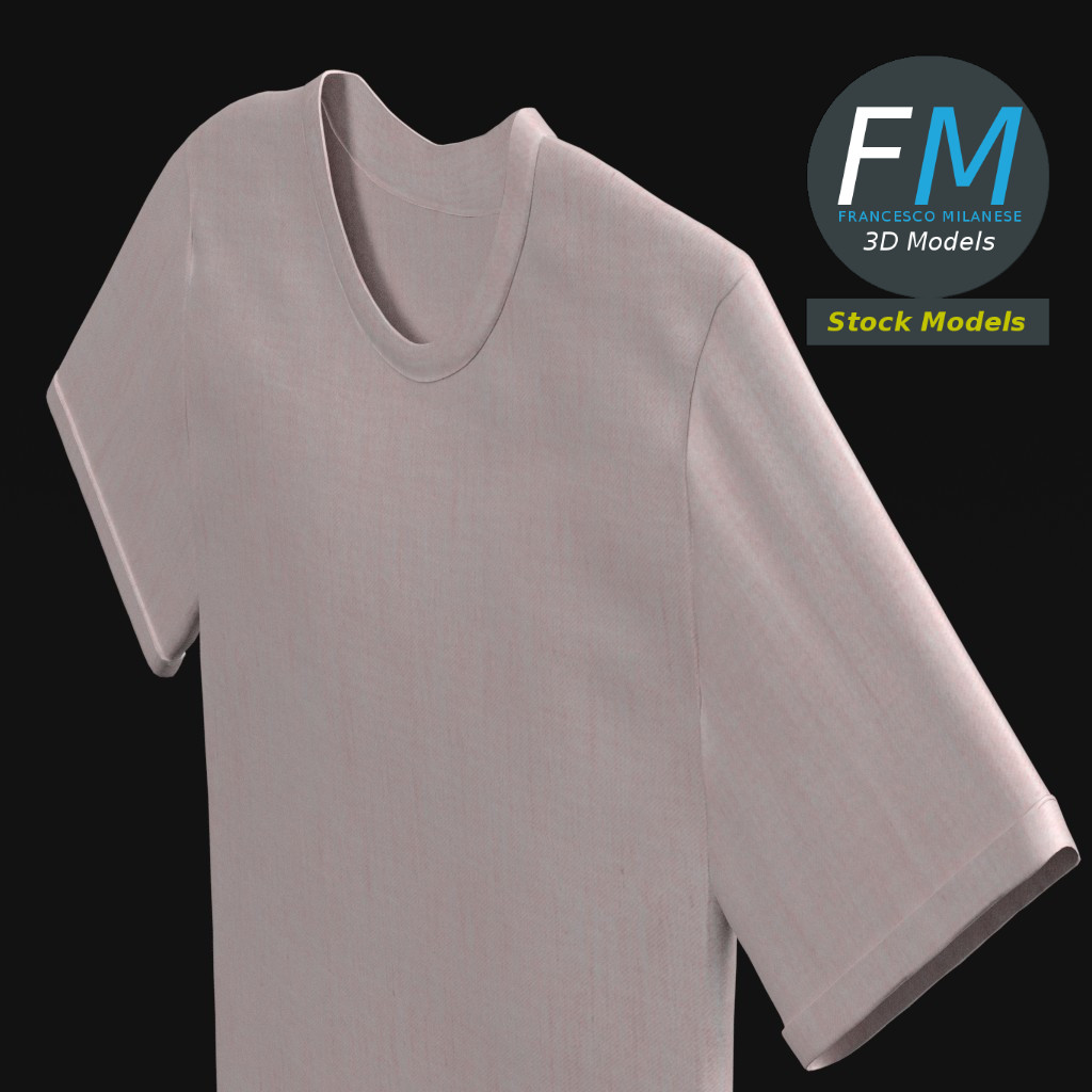 3D-Modell - Einfarbiges T-Shirt - 04
