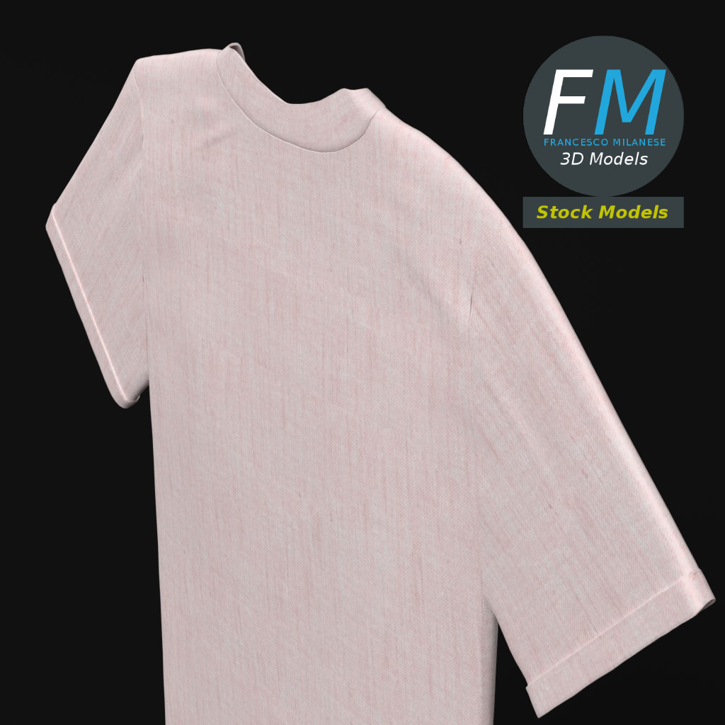 3D-Modell - Einfarbiges T-Shirt - 05